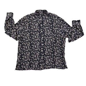 Arnold Zimberg Vintage Silk Shirt Men's Size XL Blue Musical Instruments AOP EUC